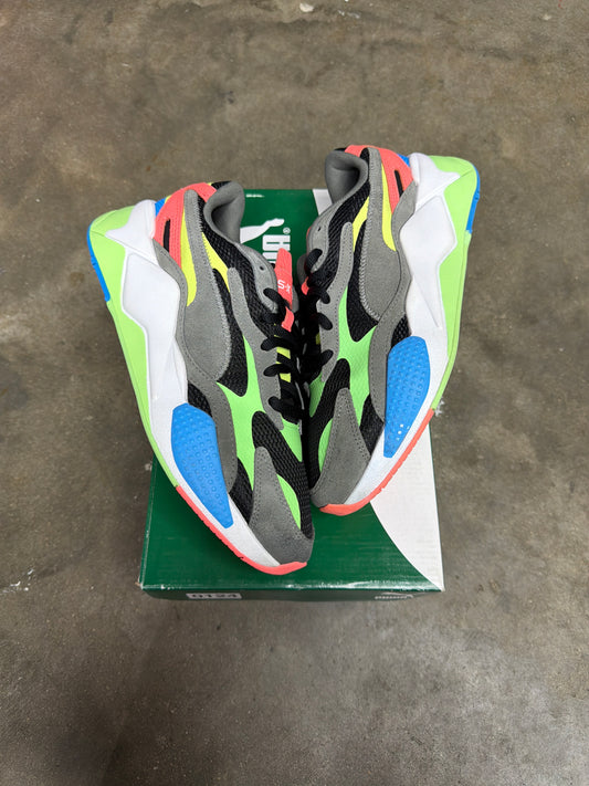 Puma Rs X3 NRGY Grey Green Yellow - Mens Size 10.5