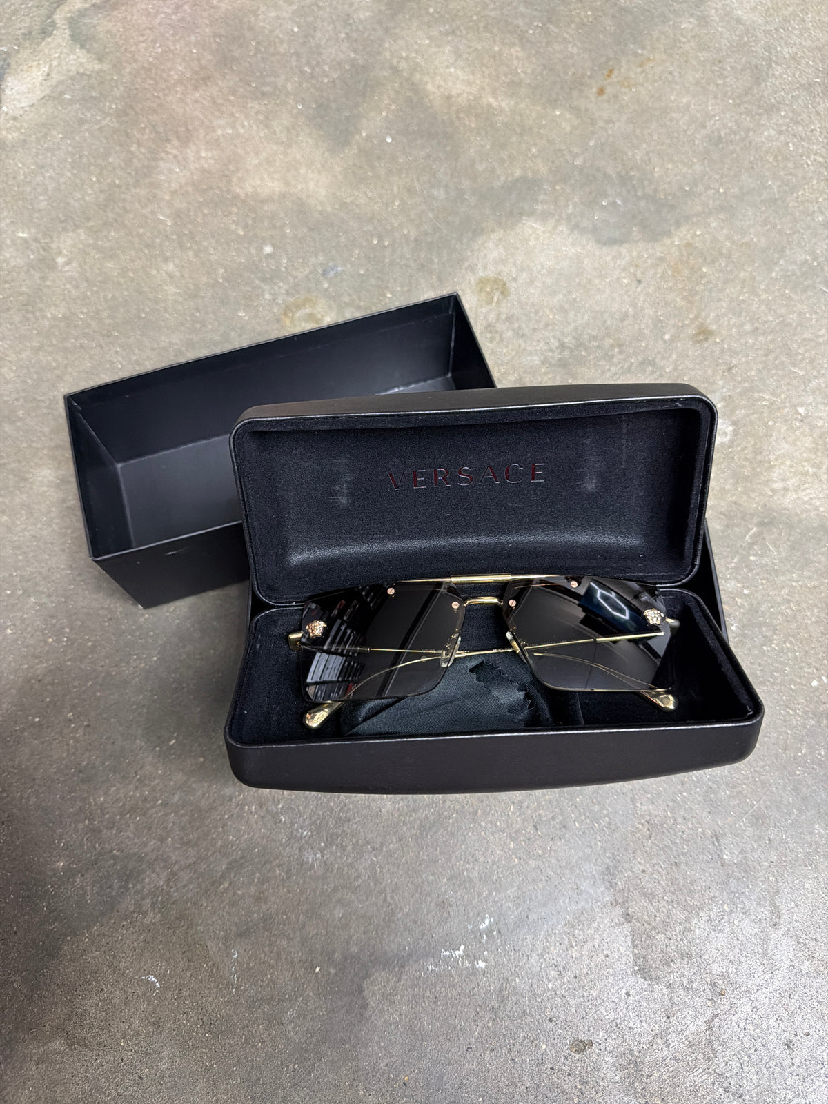 VERSACE Rimless Frame Sunglasses Gold